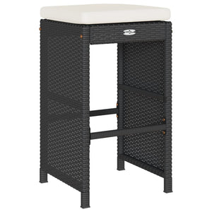 Garten Barhocker Set mit Kissen, 6 Stk, Schwarz
