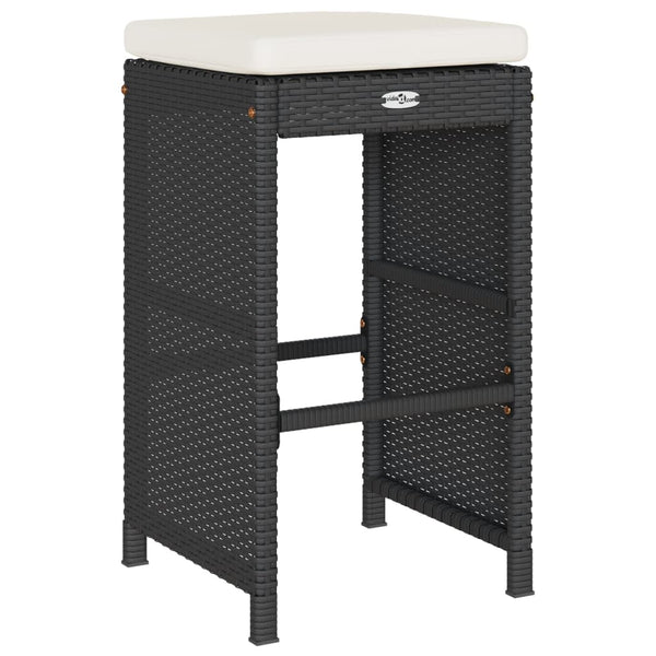 Garten Barhocker Set mit Kissen, 6 Stk, Schwarz