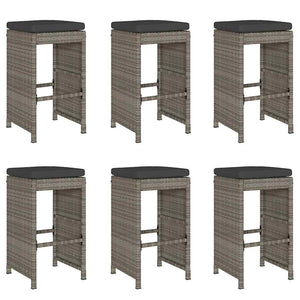 Garten Barhocker 6er Set Grau Poly Rattan