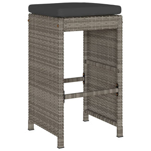 Garten Barhocker 6er Set Grau Poly Rattan