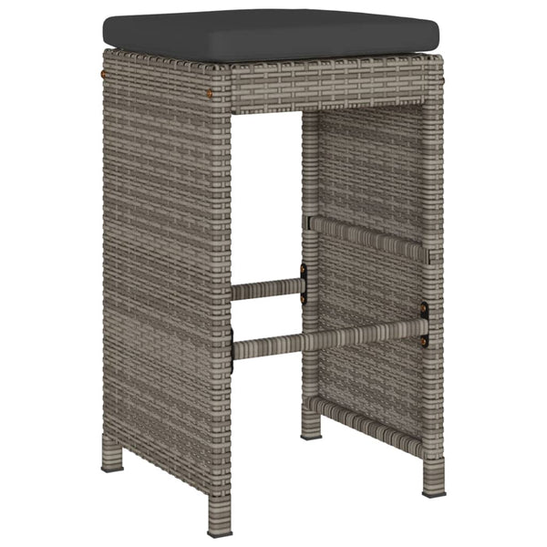 Garten Barhocker 6er Set Grau Poly Rattan