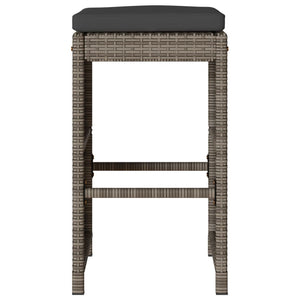 Garten Barhocker 6er Set Grau Poly Rattan