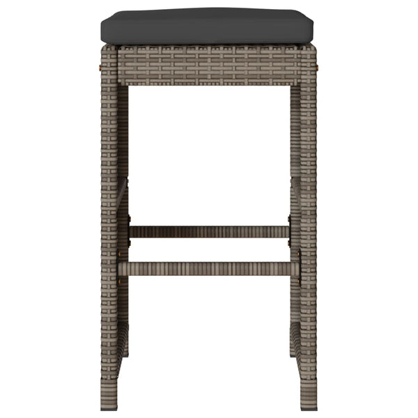 Garten Barhocker 6er Set Grau Poly Rattan