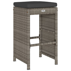 Garten Barhocker 6er Set Grau Poly Rattan