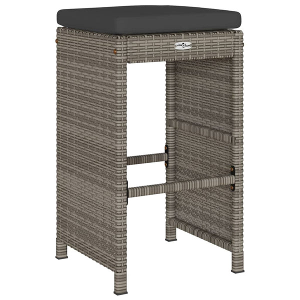 Garten Barhocker 6er Set Grau Poly Rattan
