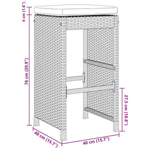 Garten Barhocker 6er Set Grau Poly Rattan