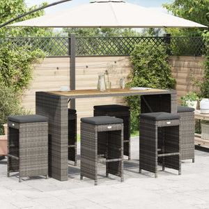 Garten Barhocker 6er Set Grau Poly Rattan