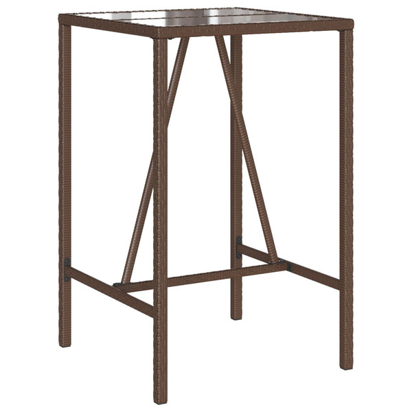 Garten Bartisch Braun Poly Rattan 70x70x110cm