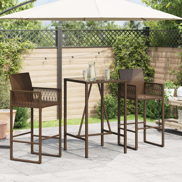 Garten Bartisch Braun Poly Rattan 70x70x110cm