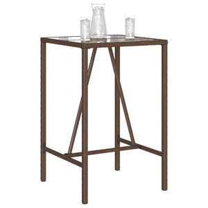 Garten Bartisch Braun Poly Rattan 70x70x110cm