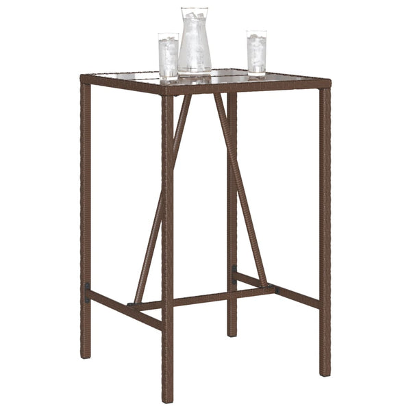 Garten Bartisch Braun Poly Rattan 70x70x110cm