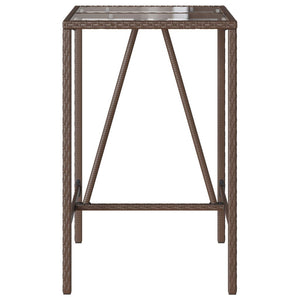 Garten Bartisch Braun Poly Rattan 70x70x110cm