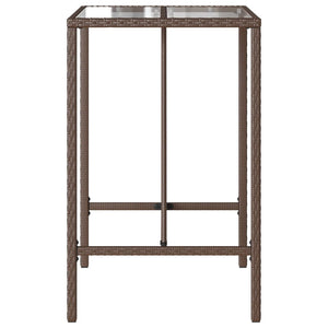 Garten Bartisch Braun Poly Rattan 70x70x110cm