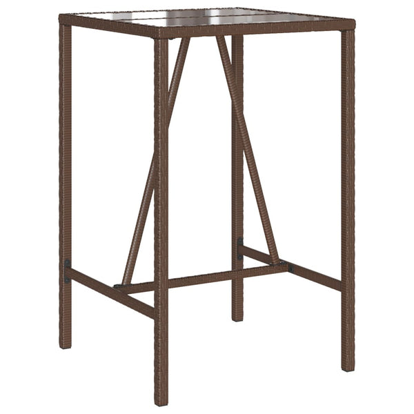 Garten Bartisch Braun Poly Rattan 70x70x110cm