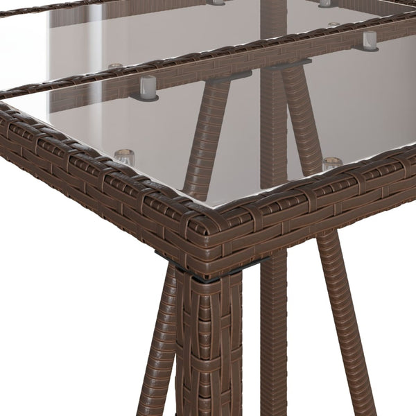 Garten Bartisch Braun Poly Rattan 70x70x110cm