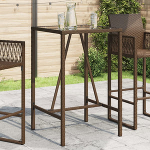 Garten Bartisch Braun Poly Rattan 70x70x110cm