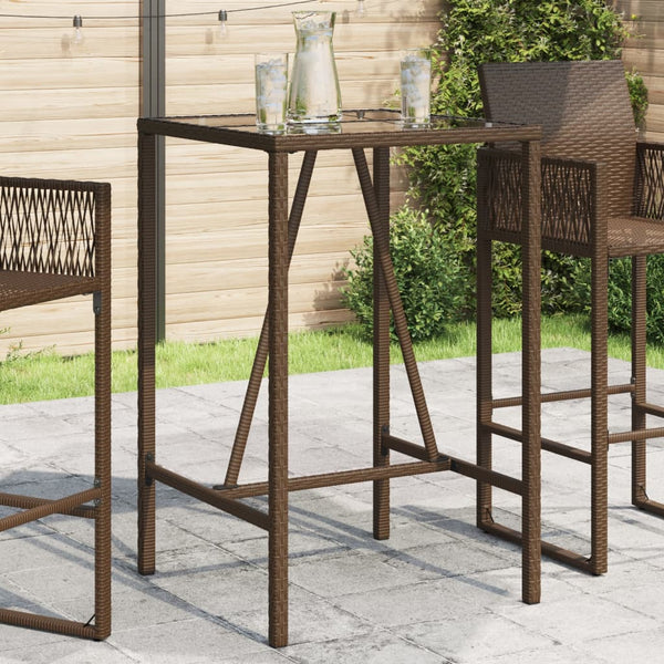 Garten Bartisch Braun Poly Rattan 70x70x110cm