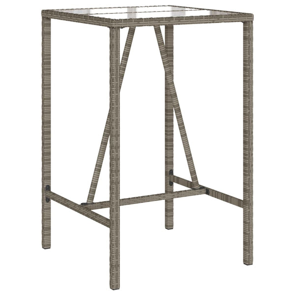 Garten Bartisch Grau Poly Rattan 70x70x110cm