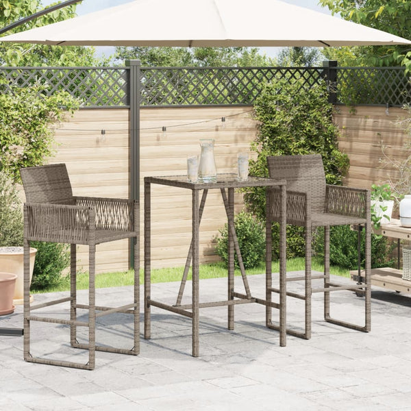 Garten Bartisch Grau Poly Rattan 70x70x110cm