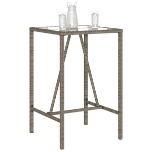 Garten Bartisch Grau Poly Rattan 70x70x110cm