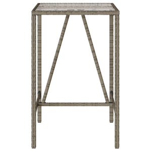 Garten Bartisch Grau Poly Rattan 70x70x110cm