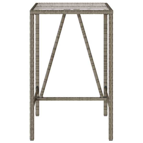 Garten Bartisch Grau Poly Rattan 70x70x110cm