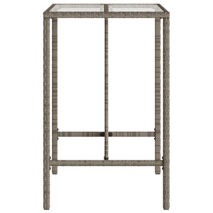Garten Bartisch Grau Poly Rattan 70x70x110cm