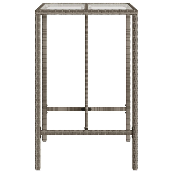 Garten Bartisch Grau Poly Rattan 70x70x110cm