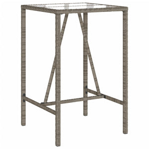 Garten Bartisch Grau Poly Rattan 70x70x110cm