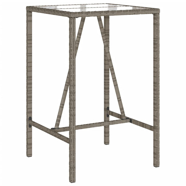 Garten Bartisch Grau Poly Rattan 70x70x110cm