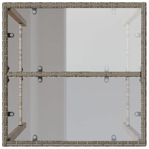 Garten Bartisch Grau Poly Rattan 70x70x110cm