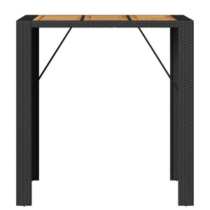 Schwarzer Garten Bartisch Polyrattan mit Holzplatte