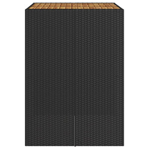Schwarzer Garten Bartisch Polyrattan mit Holzplatte