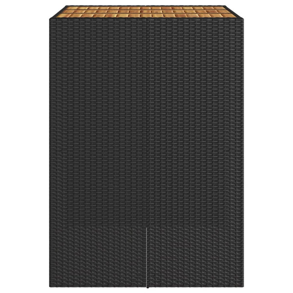 Schwarzer Garten Bartisch Polyrattan mit Holzplatte