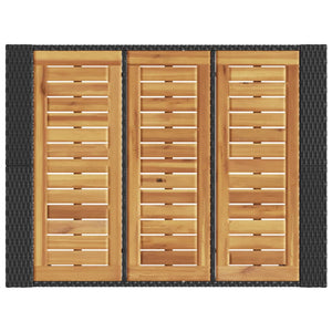 Schwarzer Garten Bartisch Polyrattan mit Holzplatte