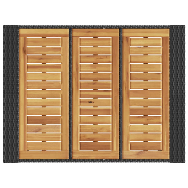 Schwarzer Garten Bartisch Polyrattan mit Holzplatte