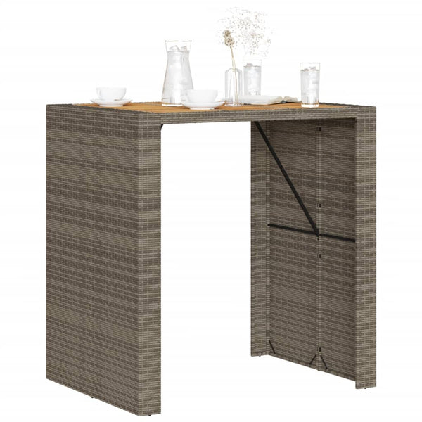 Garten Bartisch Grau Polyrattan 105x80x110 cm