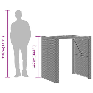 Garten Bartisch Grau Polyrattan 105x80x110 cm