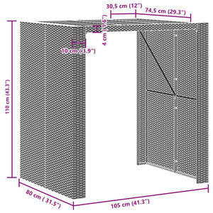 Garten Bartisch Grau Polyrattan 105x80x110 cm