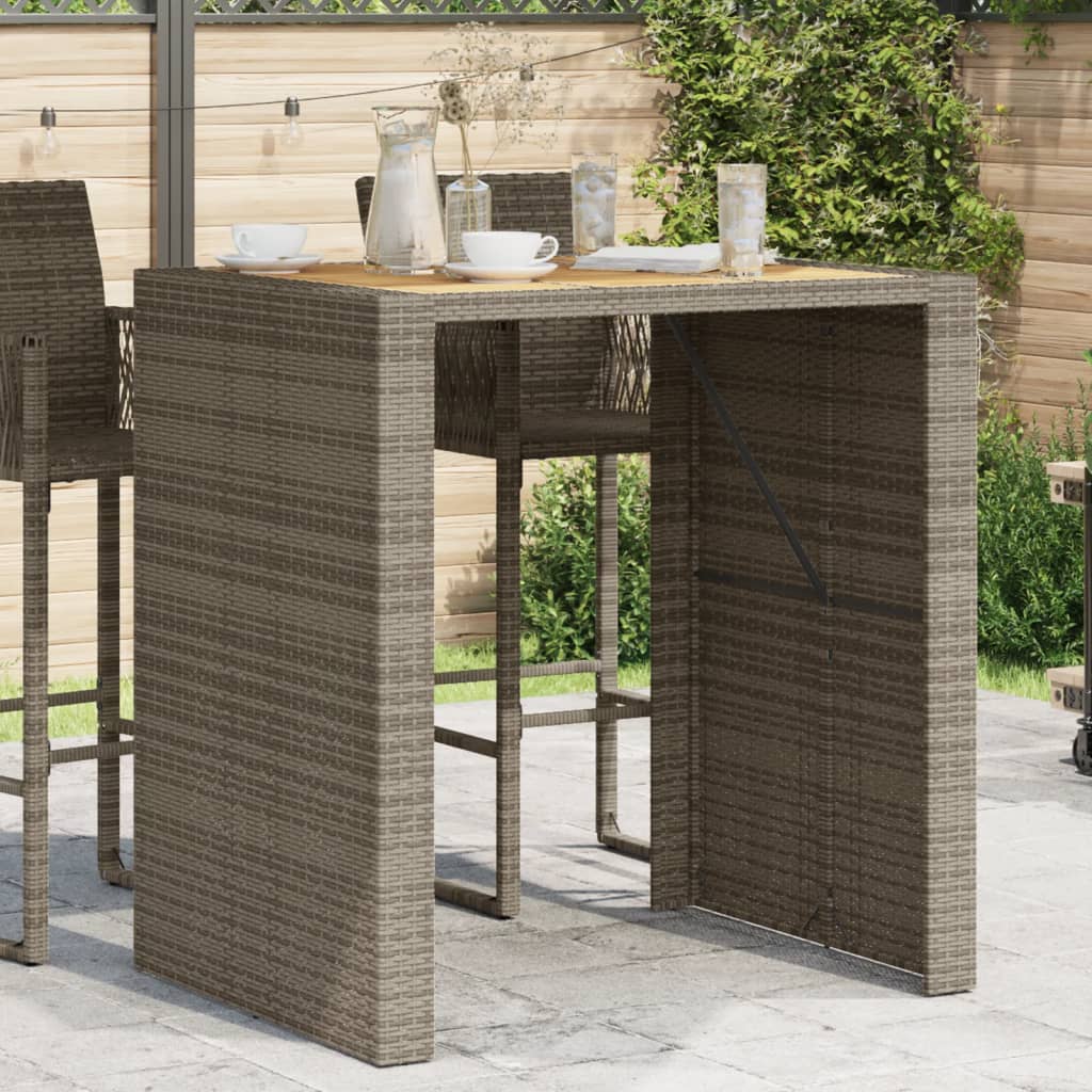 Garten Bartisch Grau Polyrattan 105x80x110 cm