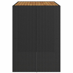 Schwarzer Polyrattan Bartisch mit Holzplatte 145x80x110 cm