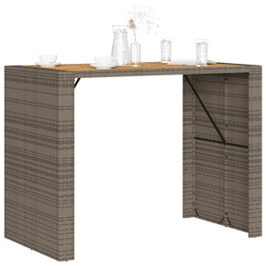 Garten Bartisch Grau Polyrattan mit Holzplatte