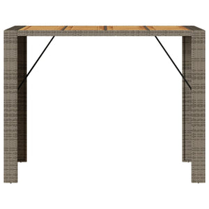 Garten Bartisch Grau Polyrattan mit Holzplatte