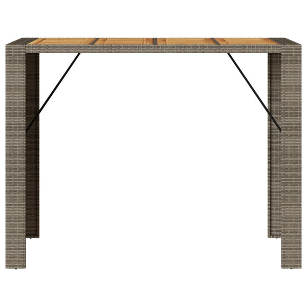 Garten Bartisch Grau Polyrattan mit Holzplatte