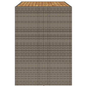 Garten Bartisch Grau Polyrattan mit Holzplatte