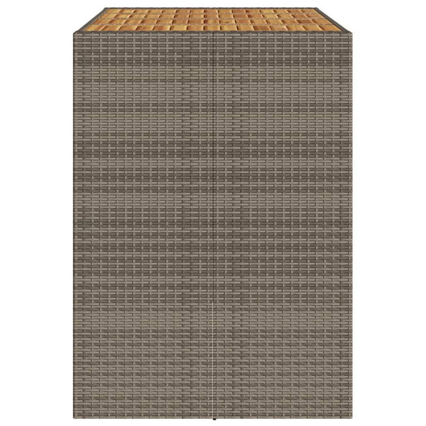 Garten Bartisch Grau Polyrattan mit Holzplatte