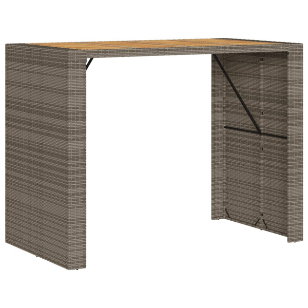 Garten Bartisch Grau Polyrattan mit Holzplatte