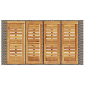 Garten Bartisch Grau Polyrattan mit Holzplatte