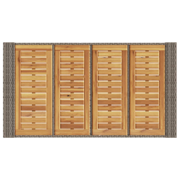 Garten Bartisch Grau Polyrattan mit Holzplatte