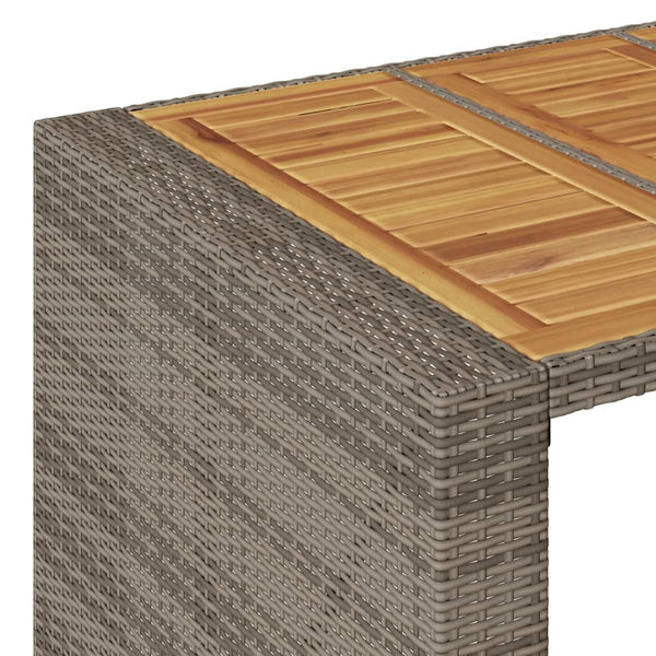 Garten Bartisch Grau Polyrattan mit Holzplatte